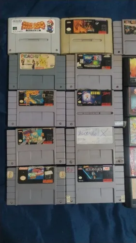 Fitas de Super Nintendo e Mega Drive