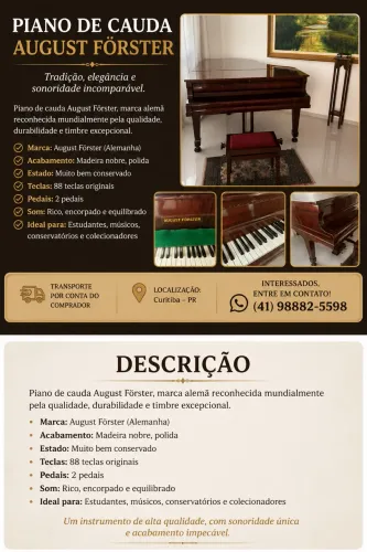 Piano de Cauda August Förster - Excelente Estado