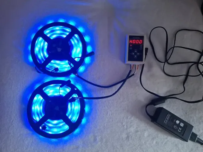 Fitas (2x5M) led com controladora e fonte (Com efeito aurora).