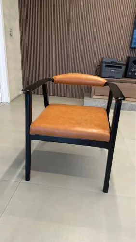 6 CADEIRAS SALA DE JANTAR Caramelo e Preto - Design Moderno