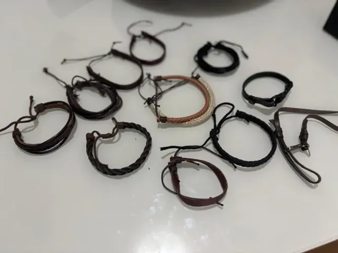 11 Pulseiras Masculinas COURO Ajustáveis - Kit Completo