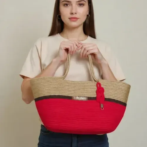 Bolsa de Praia Vermelha e marrom - Nova