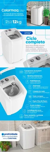 Máquina lavar roupas automática Colormaq