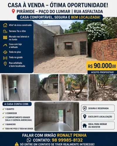 *CASA Á VENDA - PIRÂMIDE PAÇO DO LUMIAR *