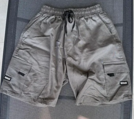 bermuda cargo curta streetwear casual short sarja slim cinza