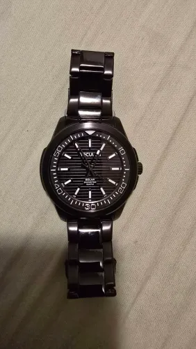 Relógio Masculino Solar Aço Preto Séculos - Dentro da Garantia