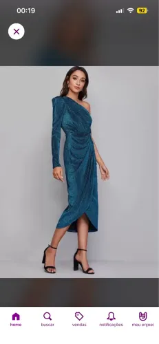Vestido lurex azul festa
