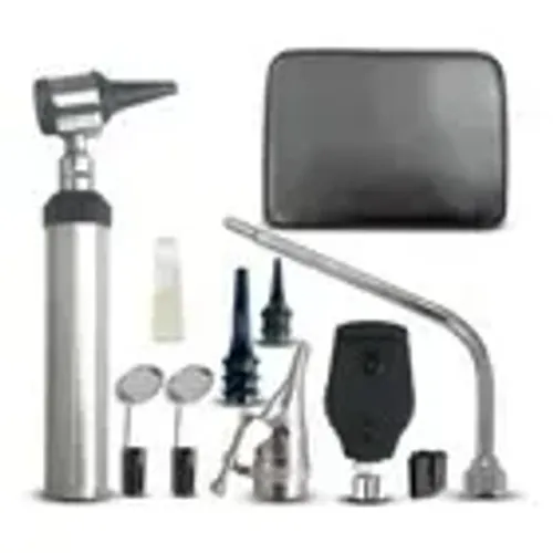 Kit Diagnostico Otoscopio Oftalmoscópio, Prata