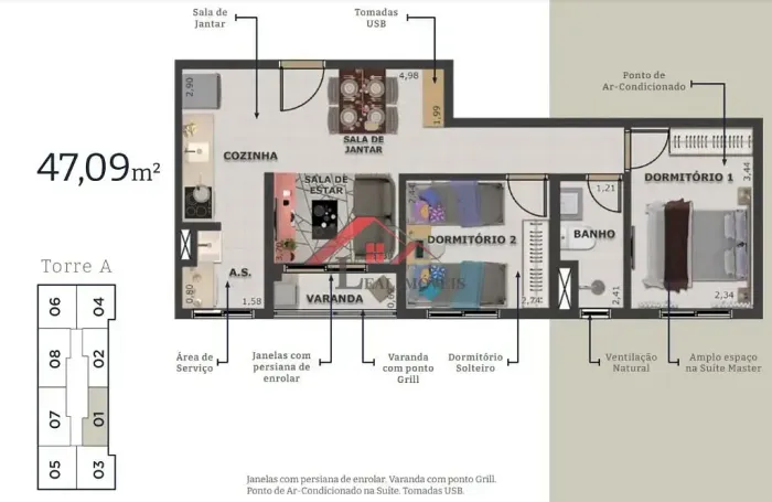 Apartamento com 2 dormitórios à venda, 47 m²- Vila Guiomar - Santo André/SP