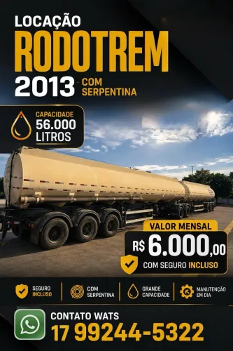Disponível para locação Rodotrem tanque