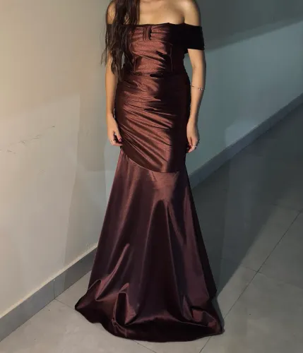 Vestido longo festa marrom