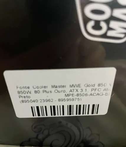 FONTE COOLER MASTER GOLD 850V 80 APlus
