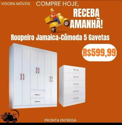 Combo Quarto (Roupeiro + cômoda 5 gavetas ) Pague na entrega