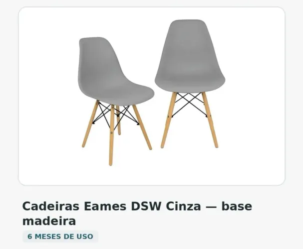 Kit com 4 Cadeiras Eames DSW Cinza - base madeira
