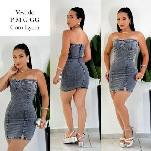 Vestido Jeans com Lycra