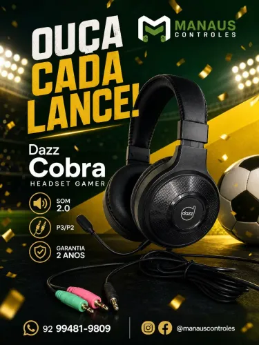 Headset Gamer Dazz Cobra Preto 2.0 P3 Compatível PC/PS4/XBOXONE