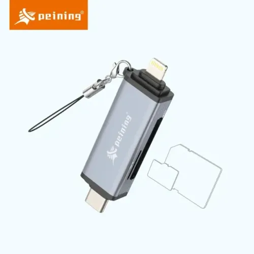 Leitor De Cartão Sd/tf Portátil Com Conexão Usb-c E Entrada Para iPhone Pei-ct32
