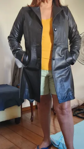 Casaco de couro argentino preto