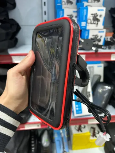Suporte de celular com carregador para moto retrovisor