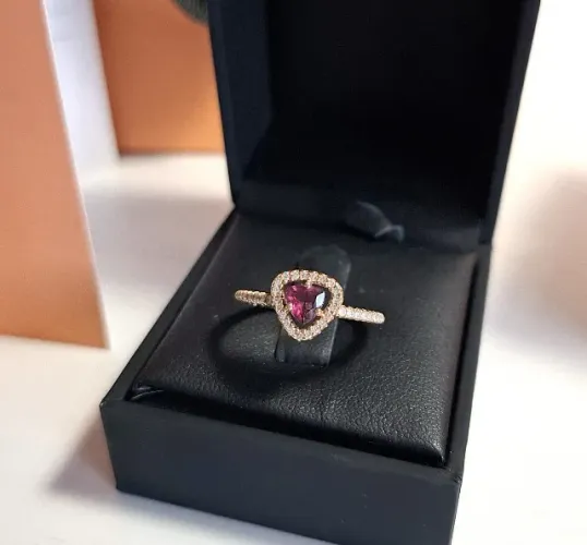 anel vivara splendore ouro 18k, rodolita e diamantes