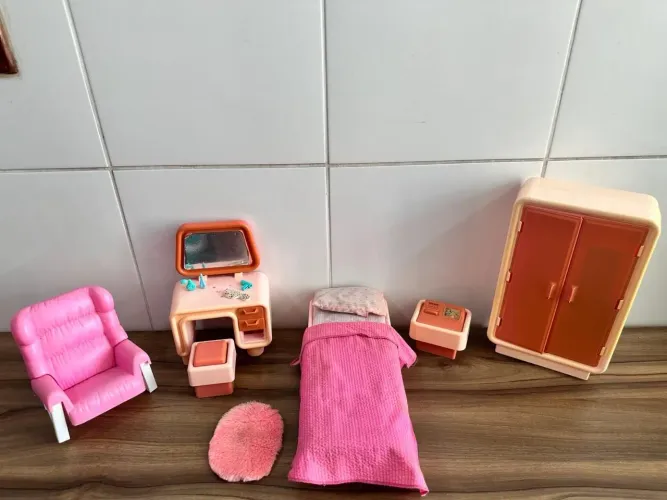 Playset vintage quarto rosa da Barbie década de 80 