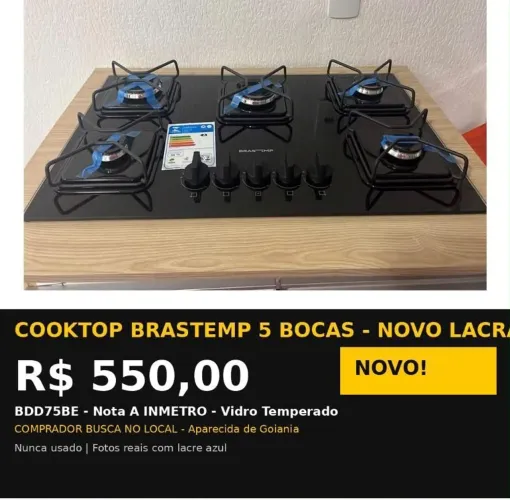 Fogão Cooktop Brastemp 5 Bocas [NOVO-LACRADO]