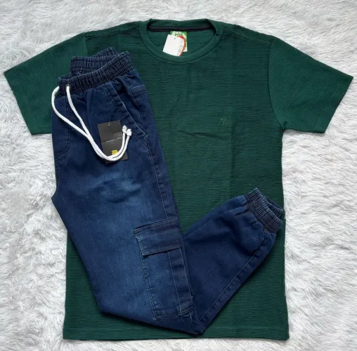 Kit Calça Jogger Cargo e Camisa Premium