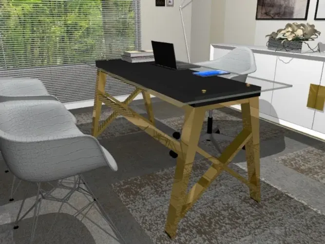 Mesa Santoro Delluxe Gold. Alto Padrão. L174CM X P70cm x A74cm