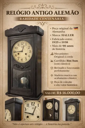 ? RELÓGIO ANTIGO ALEMÃO HALLER - PEÇA RARA DE COLEÇÃO ?