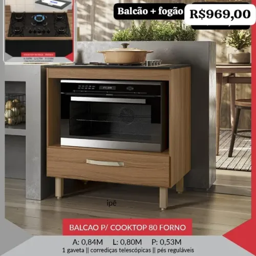 Fogão Cooktop Itatiaia + Balcão pra forno