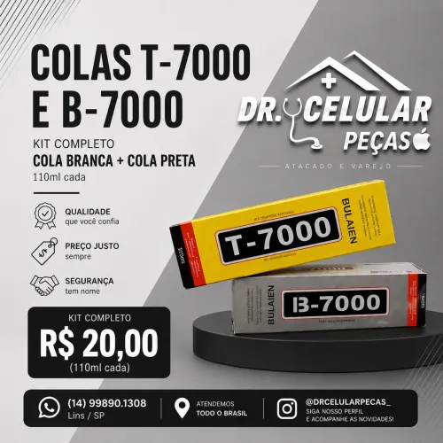 KIT 2un COLA CELULAR TELA MULTIUSO B7000 e T7000 110ml (GRANDE)