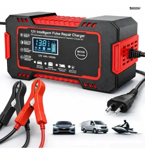 Carregador Inteligente de Bateria 12V com Reparo por Pulso LCD