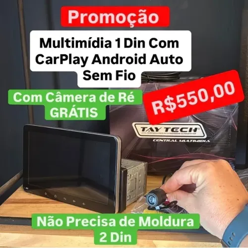 Promoção Multimidia 1 Din 7 + Camera Gratis Carplay Android Auto Sem Fio Usb Bluetooth Car