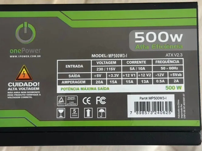 Fonte OnePower 500w. 100$