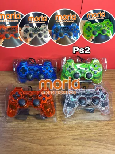 Controle Ps2 C/ Fio Joystick Transparente Coloridos