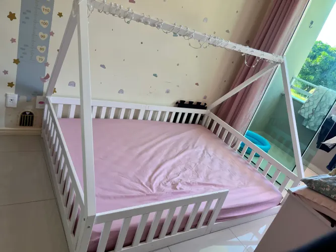 Cama Montessoriana Casinha Casal Cor Branco