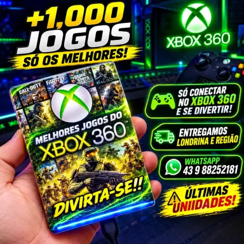 HD USB Xbox 360 Lotado de Jogos +1.000 Títulos