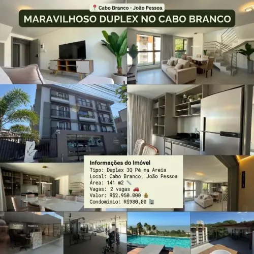 Cobertura Duplex 3q Prédio Frente Mar Cabo Branco 