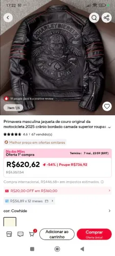 Jaqueta de couro masculina motociclista