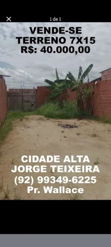 Vende-se terreno 7x 15