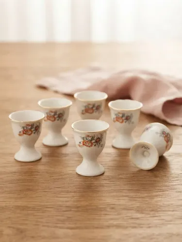 Kit 5 Porta-Ovos Antigos De Porcelana Com Filete Dourado