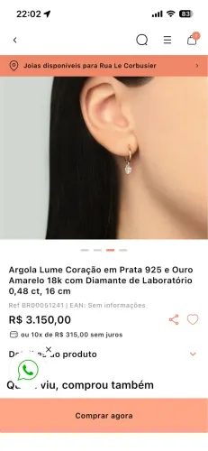 Brinco Vivara diamante