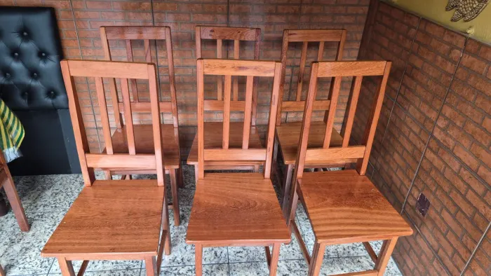 Kit 6 cadeiras para jantar amadeirado - Facilito Entrega