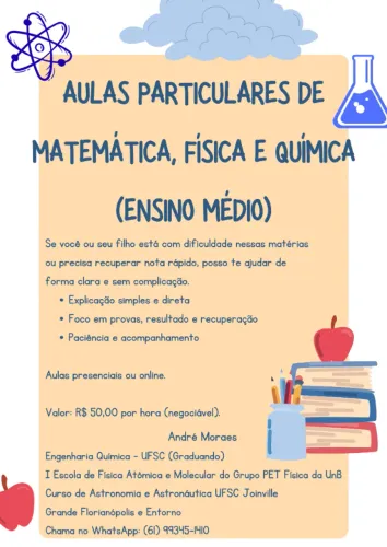 Aulas particulares de Matemática, Física e Química (Ensino Médio)