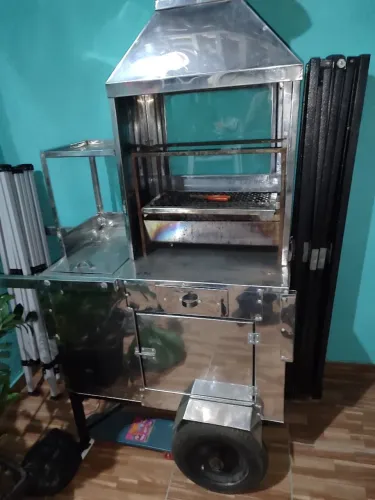 Carrinho para espetinho/ churrasco todo no inox 