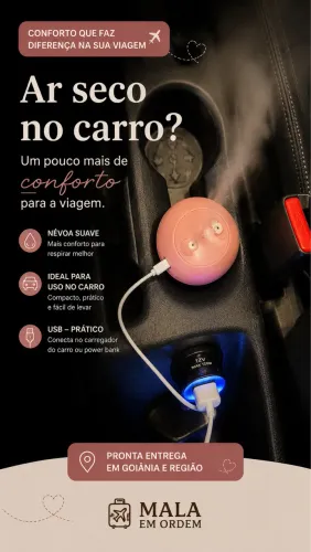 Mini Umidificador e Luminária Portátil para Carro