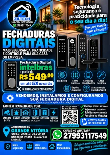 Venda e Instalação de fechadura digital, CFTV e alarmes