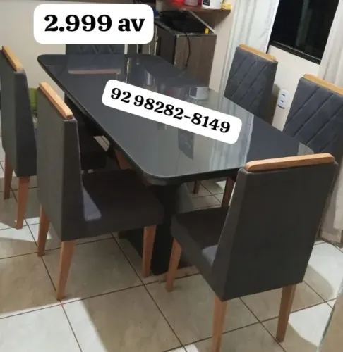 mesa de jantar com tampo de vidro/ entregamos de forma gratuita