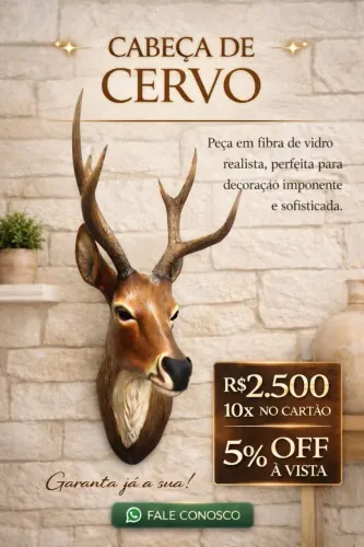 Escultura em fibra de vidro cervo 