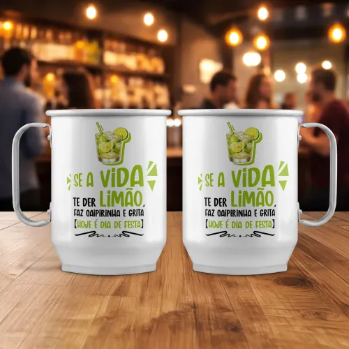 Caneca de Alumínio Personalizada 500 ml - Clima de Festa Sempre!